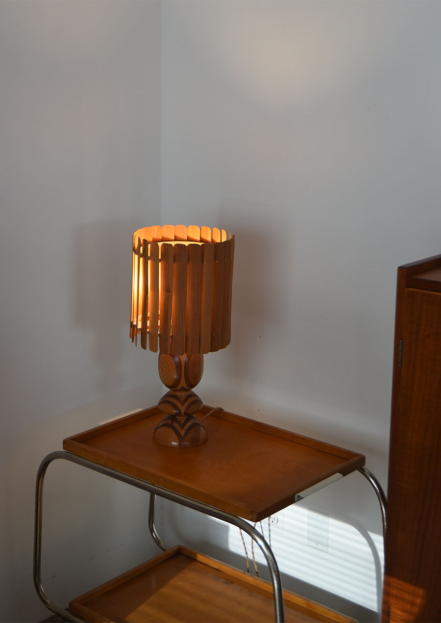 Swedish Table Lamp in Pine 1976 パイン材 テーブルランプ