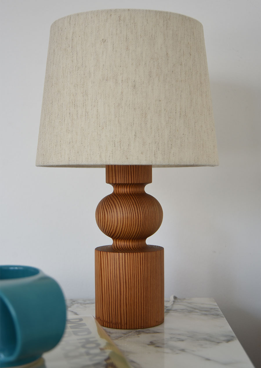 Uno & Östen Kristiansson Pine Table Lamp / Luxus 1970s