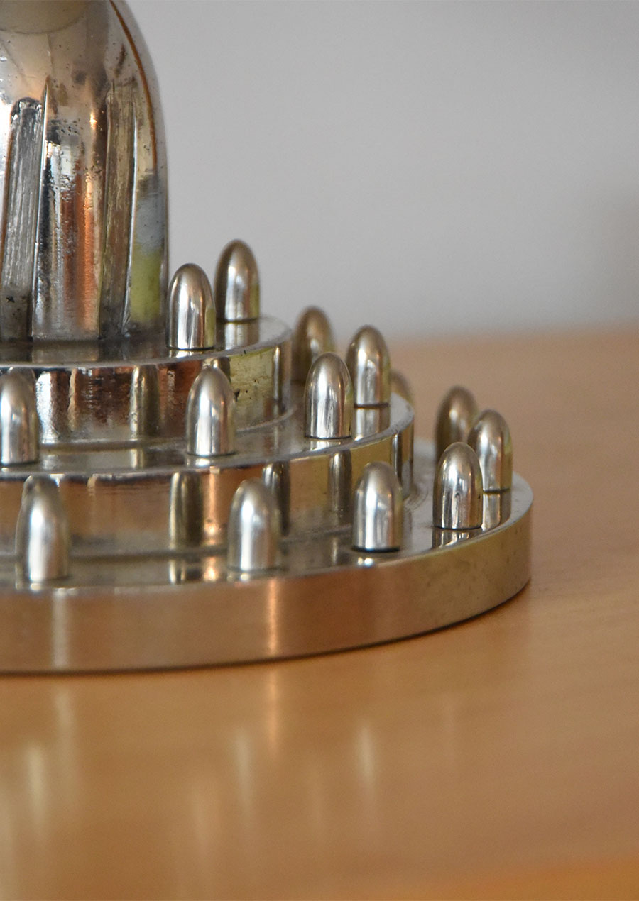 Chromed Studs & Curly Birch Table Lamp