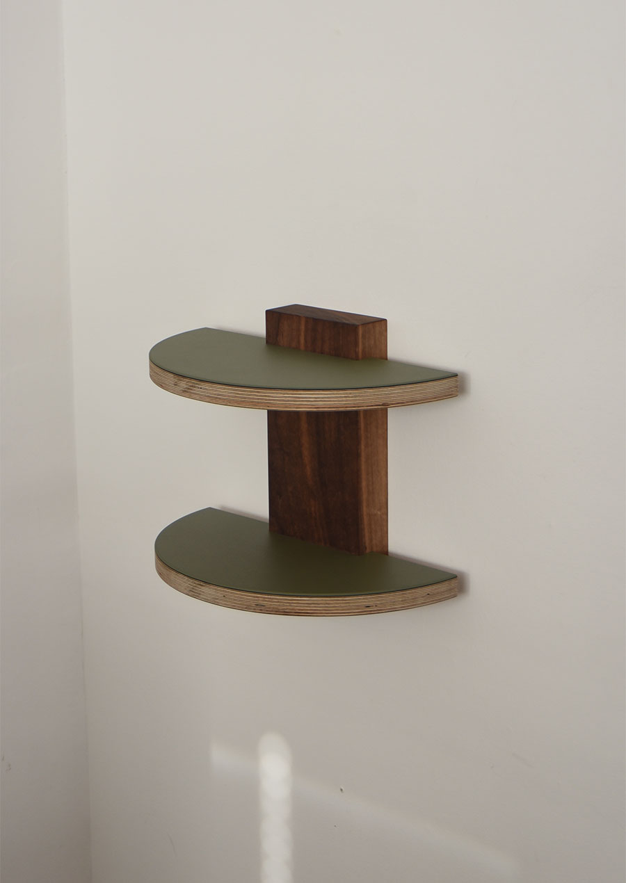 ihållande Linoleum Mini Wall Shelf Double / Black Walnut