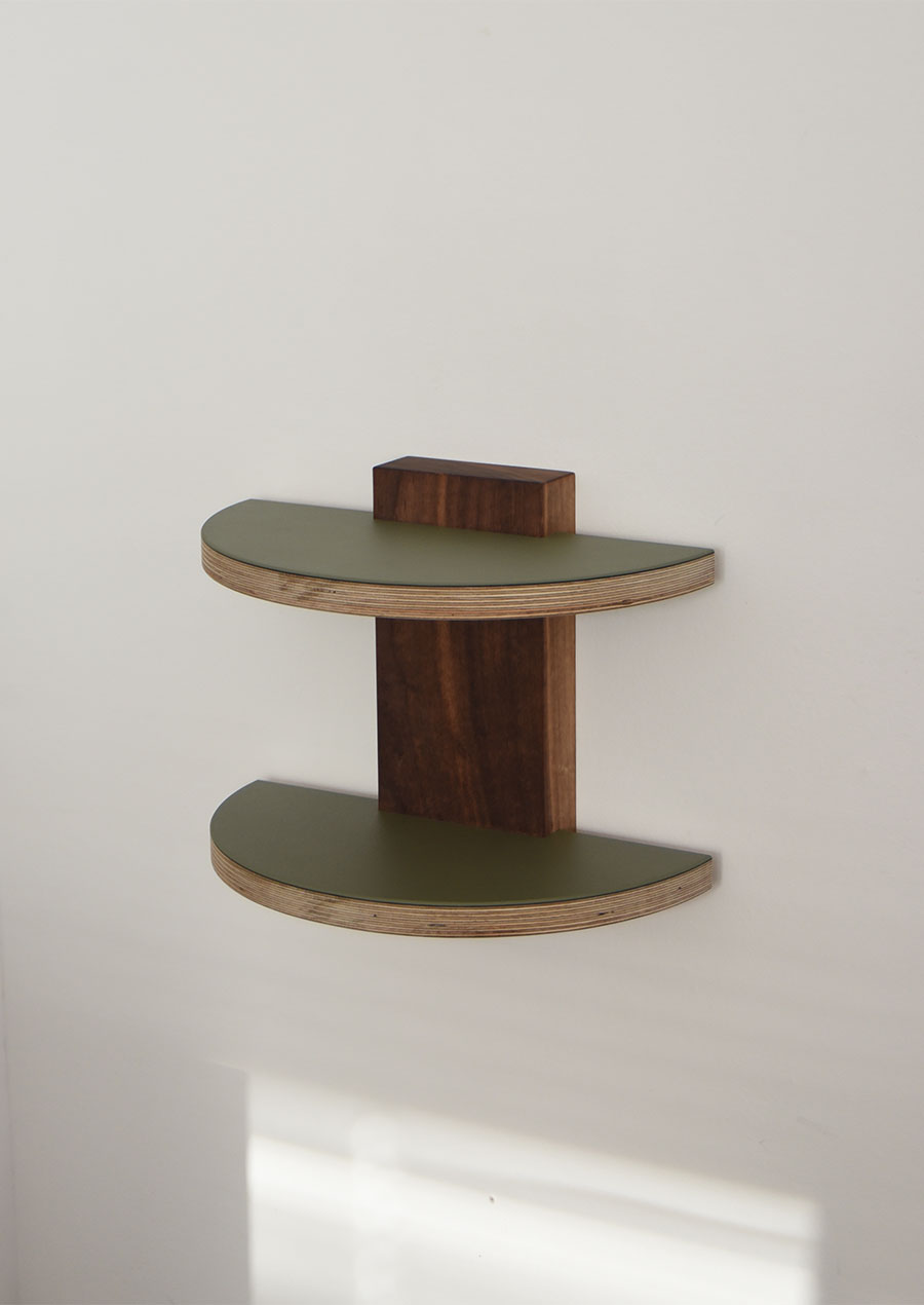 ihållande Linoleum Mini Wall Shelf Double / Black Walnut