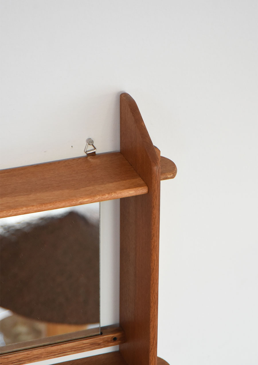 Wall Mirror with Shelf in Oak 1960s 壁付け棚