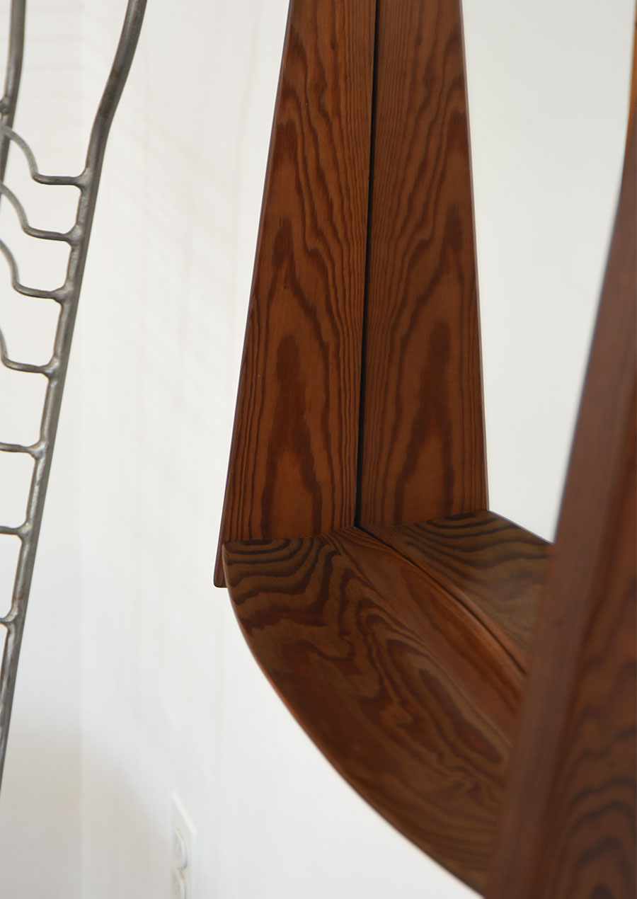 Wall Mirror in Dark Pine 1940s パイン材 ミラー