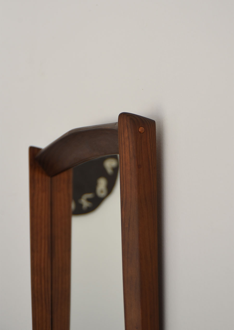 Wall Mirror in Dark Pine 1940s パイン材 ミラー