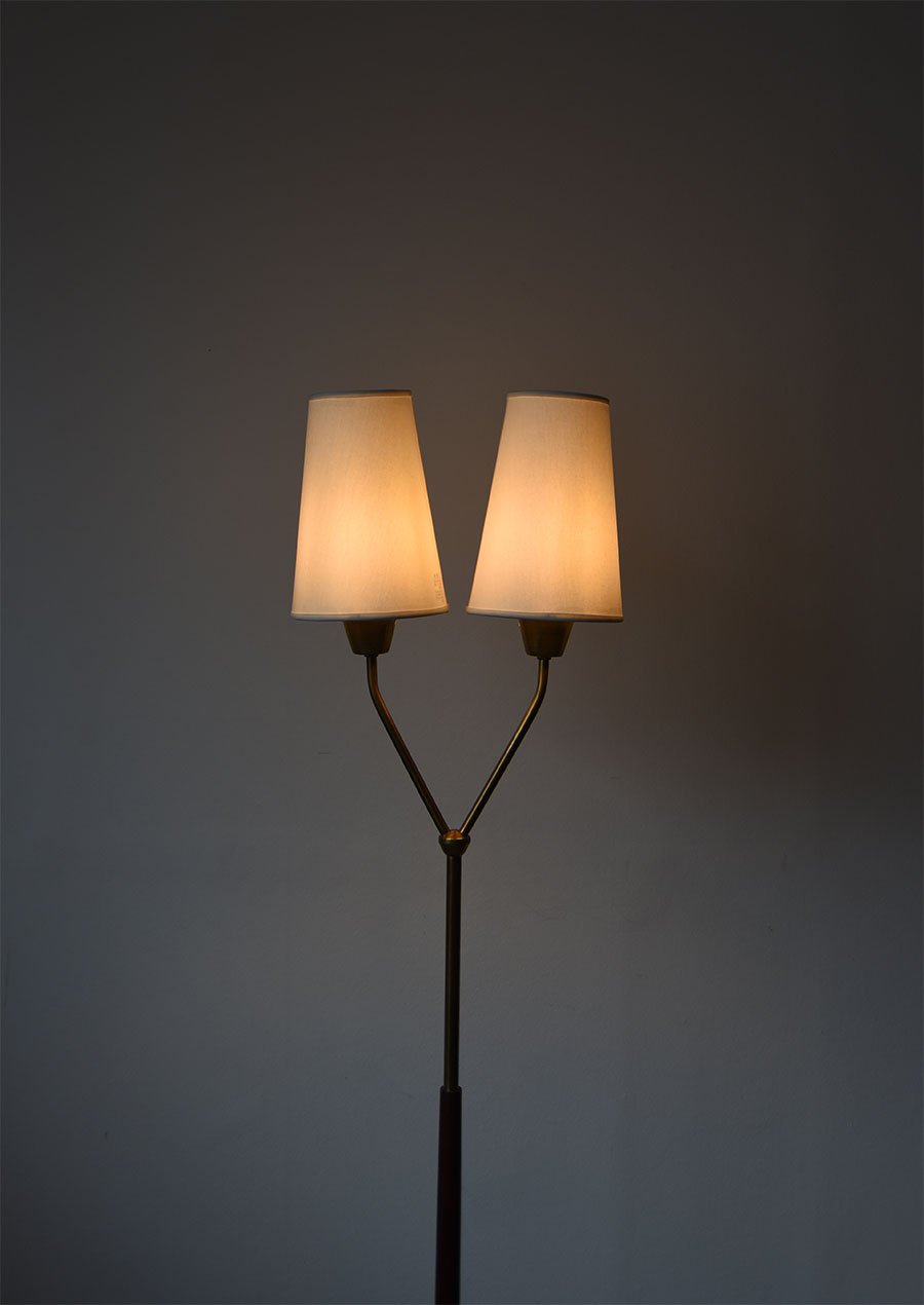 Floor Lamp in Brass and Teak 1960s