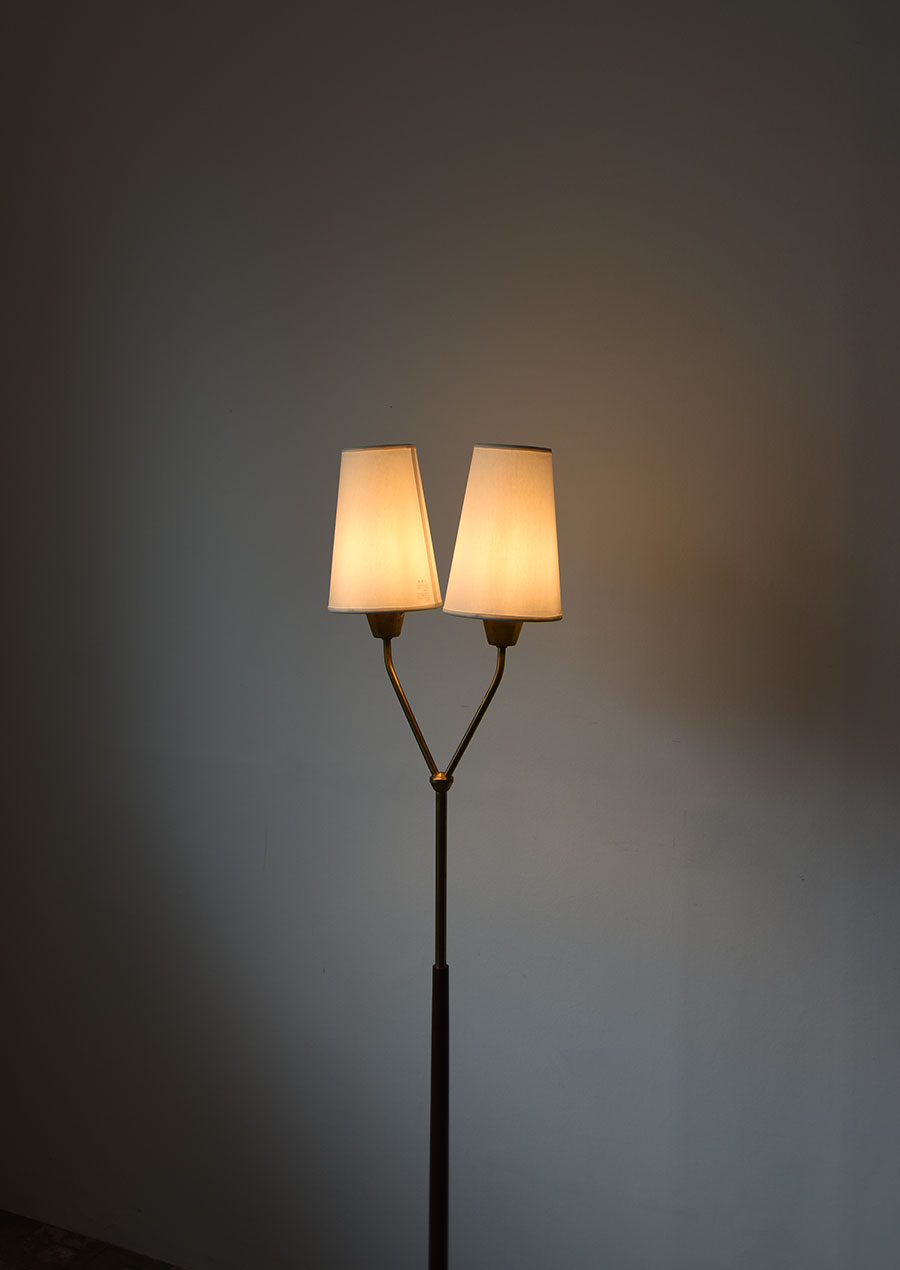 Floor Lamp in Brass and Teak 1960s