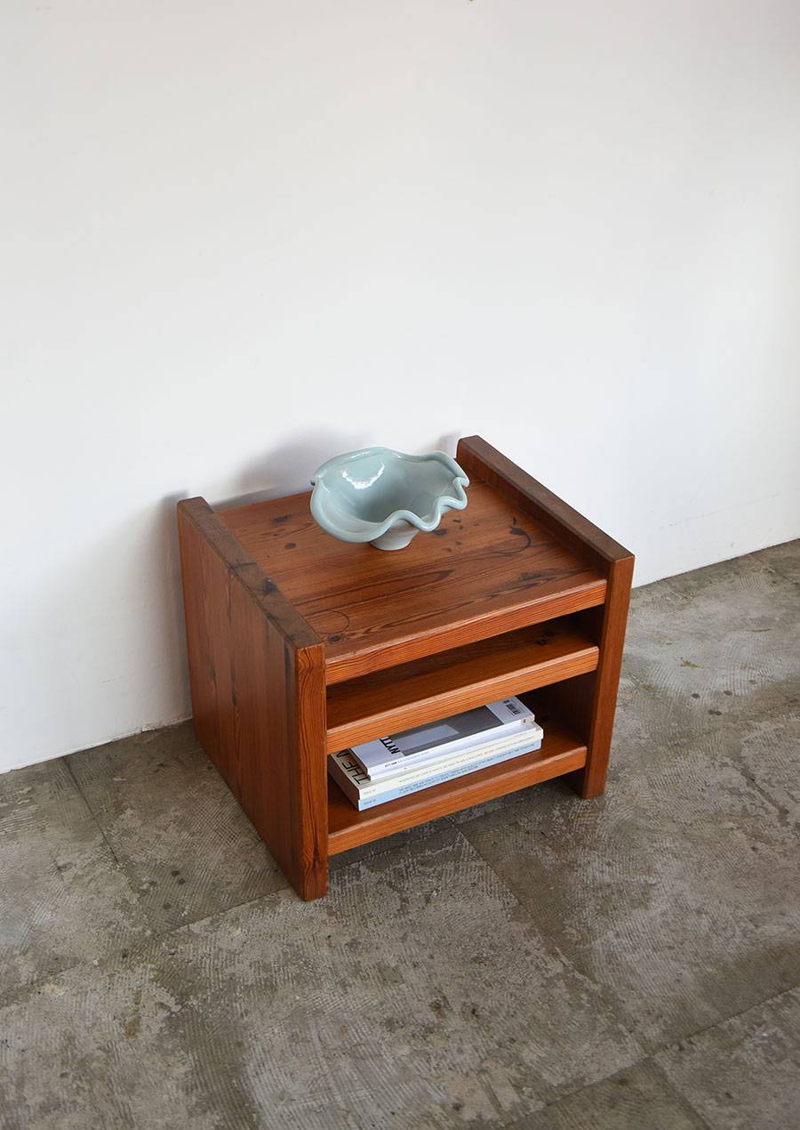 Solid Pine Side Table / Shelf 1970s
