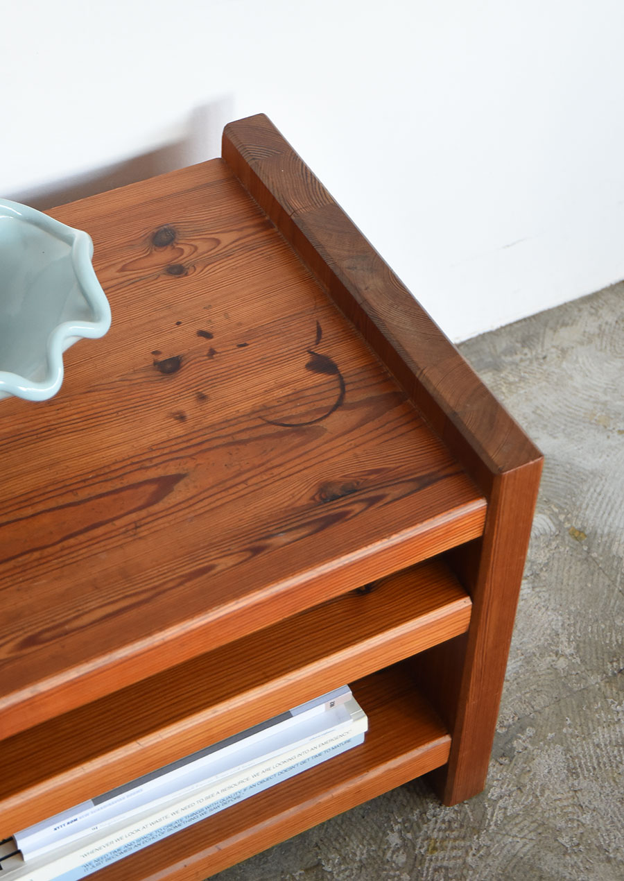 Solid Pine Side Table / Shelf 1970s