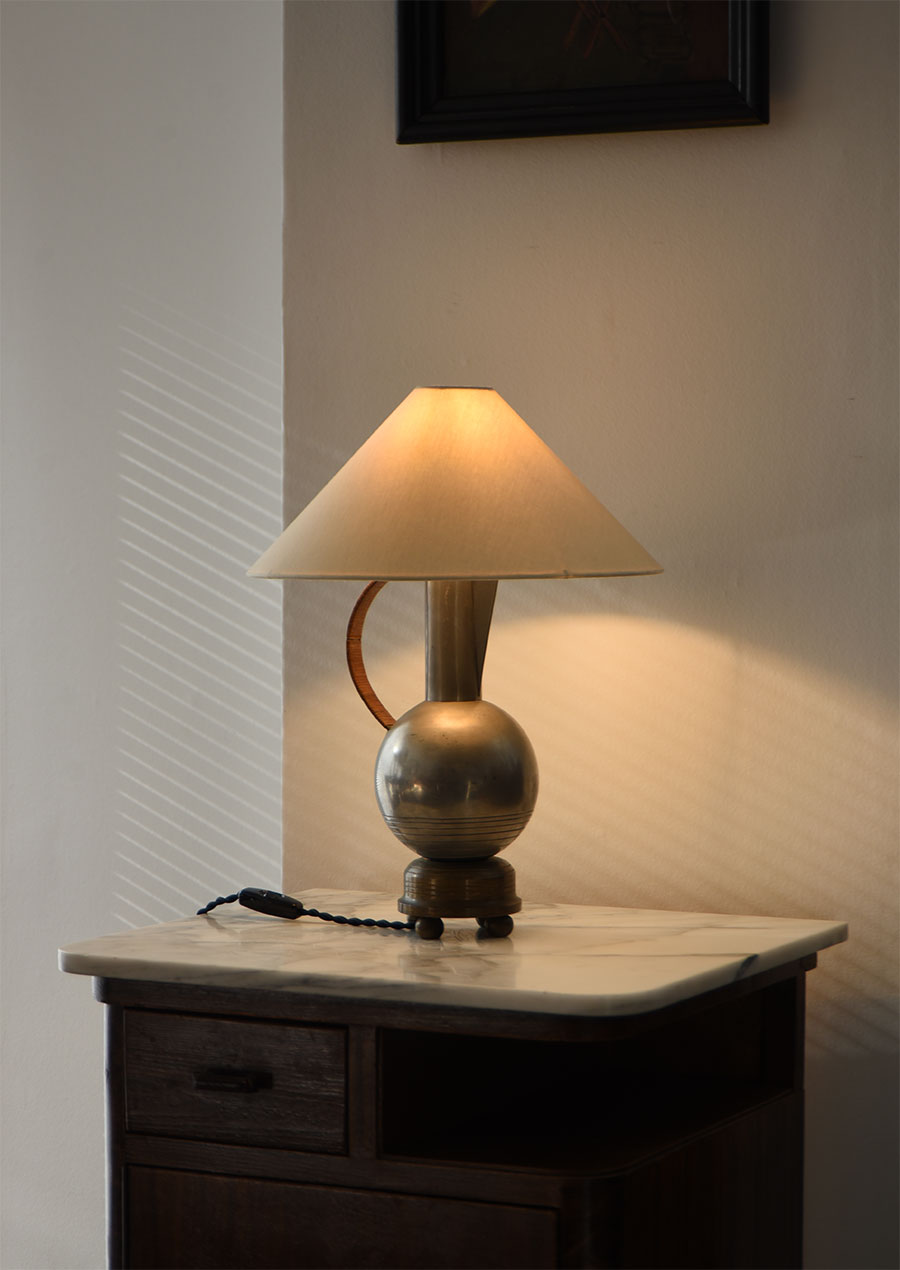 Pewter Jug Table Lamp 1930s