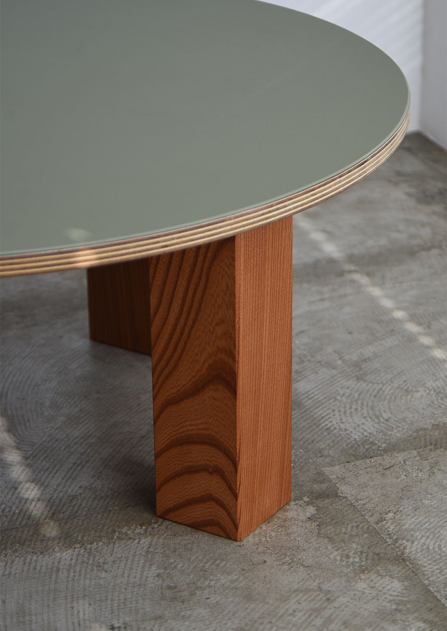 Linoleum Low Table in Japanese Zelkova