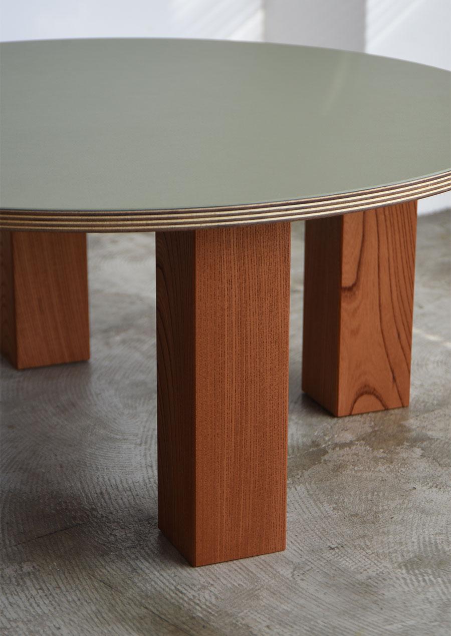 Linoleum Low Table in Japanese Zelkova