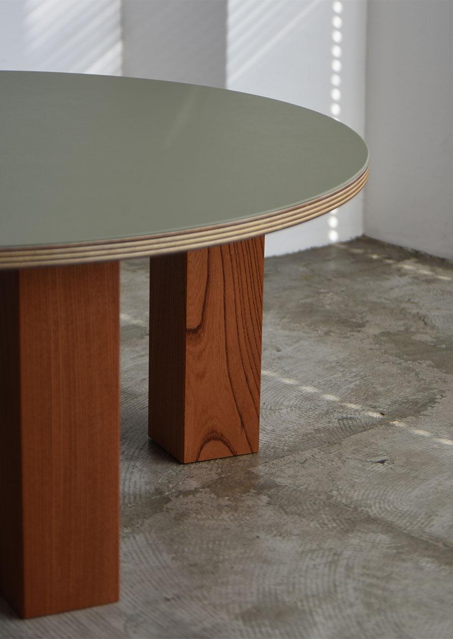 Linoleum Low Table in Japanese Zelkova